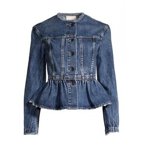 La Vie Rebecca Taylor Denim Peplum Jacket In Coralie Size XS‎